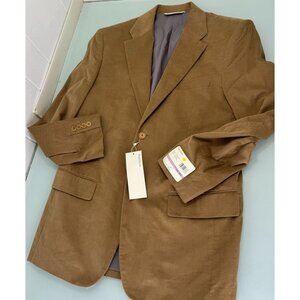 New Perry Ellis Corduroy Sport Coat Blazer Jacket 38R Small Double Vent Tan NWT